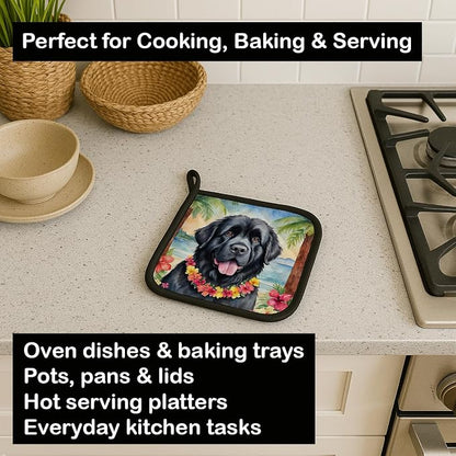 Caroline's Treasures Newfoundland Luau Pair of Pot Holders Kitchen Heat Resistant Pot Holders Sets Oven Hot Pads for Cooking Baking BBQ, 7 1/2 x 7 1/2