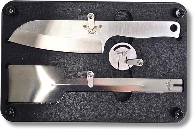 M2A1 Pro Lid Edition | 304 Stainless Steel Portable Charcoal Grill with 3 Grates, Silicone Mat, Cutting Board, Knife, Tongs/Spatula & Scraper