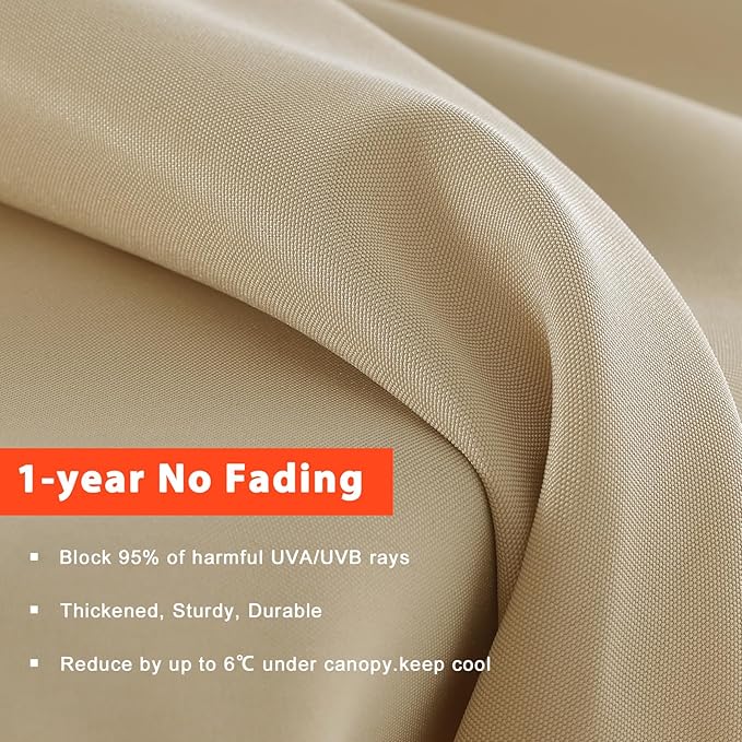 MASTERCANOPY Patio Umbrella 9 ft Replacement Canopy for 8 Ribs-Beige Canopy Only