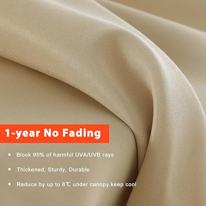 MASTERCANOPY Patio Umbrella 10 ft Replacement Canopy for 8 Ribs-Beige Canopy Only