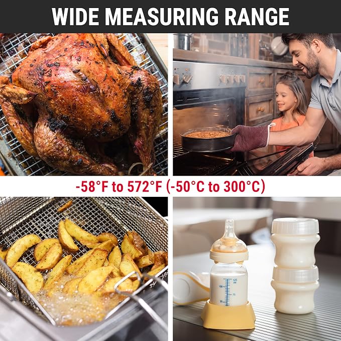 TempPro TempSwift Digital Meat Thermometer for Cooking | Instant Read Thermometer with Backlight, Kitchen Food Thermometer for Grill Smoker BBQ Oil Deep Fry Candy Bread Coffee
