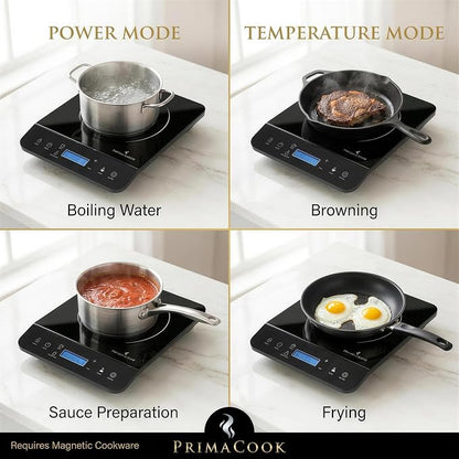 1800W Portable Induction Cooktop Burner – 20 Temperature Settings, 18 Power Levels, 10-Hour Timer – Countertop Electric Hot Plate for RV, Canning, Dorm, Kitchen – Child Safety Lock (Black) | 1800W, 20 Temp Settings, 18 Power Levels, 10-Hr Timer, Cannin...