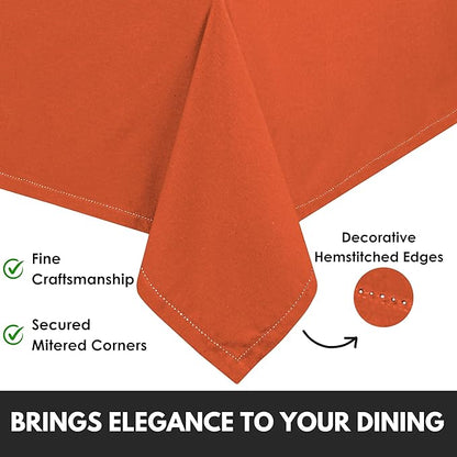 Table Cloth Rectangle 52x70, Kitchen Dining Indoor Outdoor Buffet Table Cover 100% Cotton Tabletop Table Cloth Decoration Parties BBQ Machine Washable, Orange