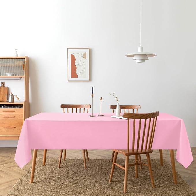 DWCN Pink Tablecloth Rectangle - Waterproof Stain and Wrinkle Resistant Washable Table Cloth, Decorative Fabric Table Cover for Kitchen Dining Room Party and Outdoor Use, 54 x 80 Inch