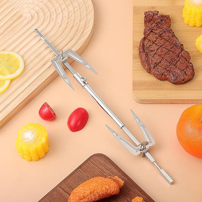 Abaodam Air Fryer Rotisserie Spit Rod 12~15” Adjustable Rotisserie Fork Stainless Steel Replacement Meat Fork or Toaster Oven Air Fryer Accessories