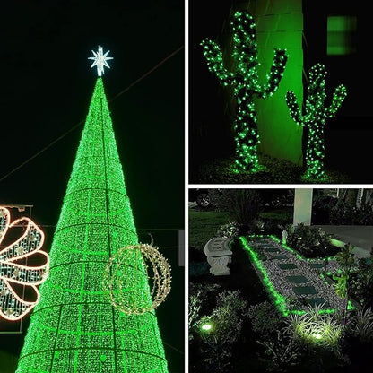 Solar String Lights Outdoor, 2 Pack 80FT 200 LED Solar Halloween Twinkle Lights Outside Waterproof Copper Wire 8 Modes Solar Fairy Lights for Garden Tree Party Birthday Halloween Decoration (Green)