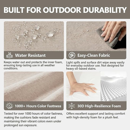 Goodgoods 20 x 20 Outdoor Chair Cushions Set of 4, 1000+ Hours Fade-Resistant & Water-Resistant Furniture Chair Cushions with 30D High-Resilience Foam for Dining Room, Patio Chair, Putty