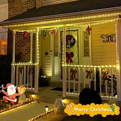 JMEXSUSS 66ft 200 LED Warm White Solar Rope Lights with 8 Modes | Solar Christmas Lights Outdoor Waterproof, Rope Lights for Fence,Gazebo,Yard,Walkway,Path