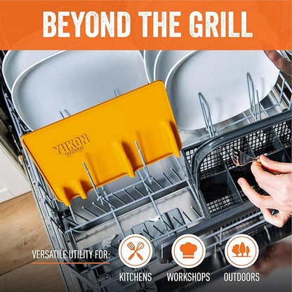 Yukon Glory Orange Tool Resting Mat | BBQ Utensil Holder | Heat-Resistant, Non-Stick Silicone Mat | Essential Grilling & BBQ Accessories | Outdoor Cooking Tool Organizer | Kitchen Spatula Station