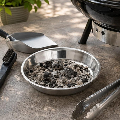 LOGOFUN Stainless Steel Charcoal Pan Stainless Steel Grill Ash Plate Metal Round Charcoal Smoke Pan for Kitchen Home Supplies - 9.3X9.3X1.3in