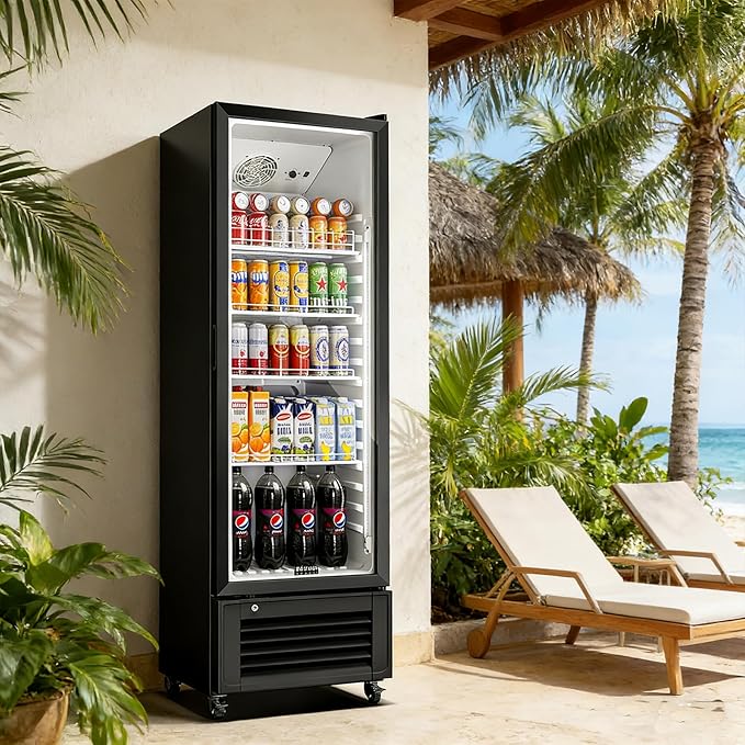 BODEGACOOLER Commercial Beverage Refrigerator, 290L Display Fridge with Soft LED Light, 264 Cans & 120 Bottles Commercial Merchandiser Refrigerator For Kitchen, Home,Office,Garage,Gym,Shop,Man cave