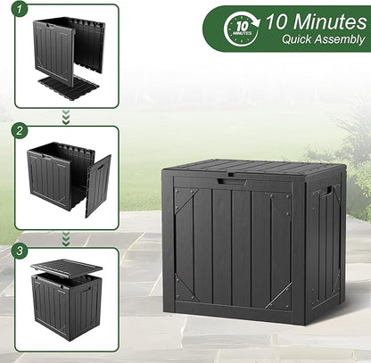 30 Gallon Resin Deck Box Waterproof Outdoor Storage Box for Patio Furniture Pool Accessories Indoor Storage for Cushion Garden Tools, Black