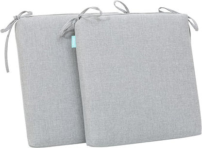 QILLOWAY Outdoor Indoor Seat Cushions, Square Foam Dining Chair Pads,All Weather, 17"x17"x3",2 Counts, Gray,White