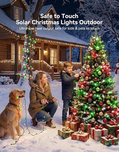 LitHome 34 Colors Solar String Lights Outdoor with Remote, 50 FT 150 LED | Solar & USB Powered Halloween String Lights, Waterproof Color Changing Christmas Light for Xmas Tree Light Party Decor