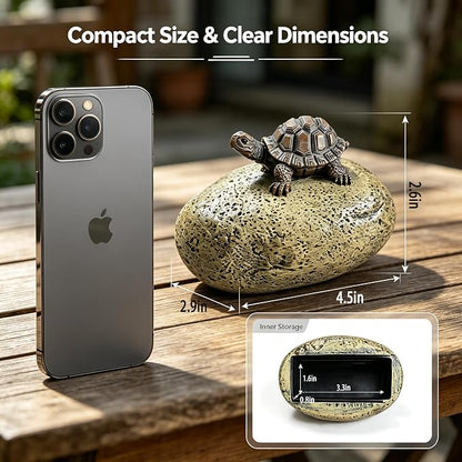Turtle Key Hider Outdoor Waterproof Resin Garden Decor Spare Key Secret Box | Hidden Compartment on Bottom, Stores Keys and Small Trinkets, Charming Decorative Accent for Lawn and Flower Beds