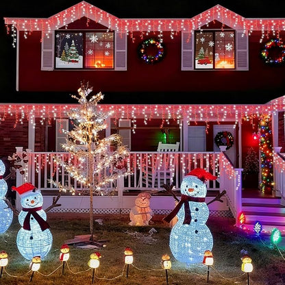 YEGUO 66ft 800 LED Red and White Icicle Lights Outdoor Waterproof, 160 Drops Icicle String Lights Connectable, 8 Modes Icicle Christmas Lights with Memory Timer