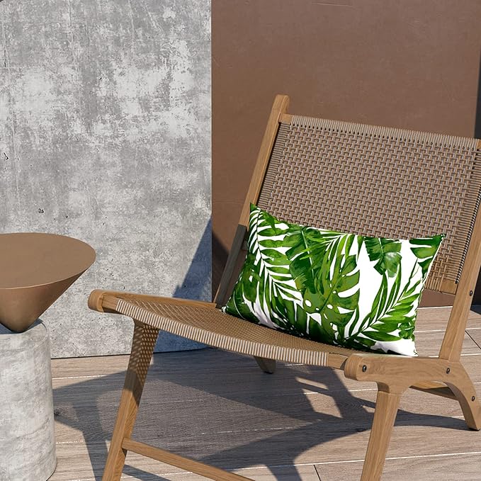 LVTXIII Outdoor/Indoor Lumbar Pillow Case Covers ONLY, 12” x 20” Patio Garden Decorative Lumbar Pillow Covers Pack of 2 for Outdoor Home Patio Furniture Use - Palm Green