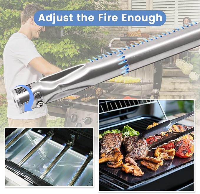 Criditpid Grill Replacement Parts for Nexgrill 720-0737, Grill Master 720-0737, Stainless Steel Burner Pipe Tubes & Heat Plate Tent Shields Replacement kit for Tera Gear 780-0390.