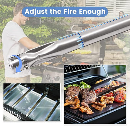 Criditpid Grill Replacement Parts for Nexgrill 720-0737, Grill Master 720-0737, Stainless Steel Burner Pipe Tubes & Heat Plate Tent Shields Replacement kit for Tera Gear 780-0390.