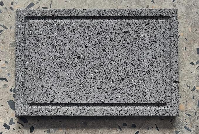 Lava stone cooking shingles, flat, open grooves, 8 "x 12", lava cooking stone pizza, meat, seafood and vegetables. Outdoor steak barbecue. Camping grill net, grill pan, Korean grill