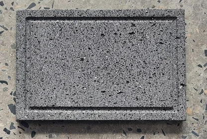 Lava stone cooking shingles, flat, open grooves, 8 "x 12", lava cooking stone pizza, meat, seafood and vegetables. Outdoor steak barbecue. Camping grill net, grill pan, Korean grill