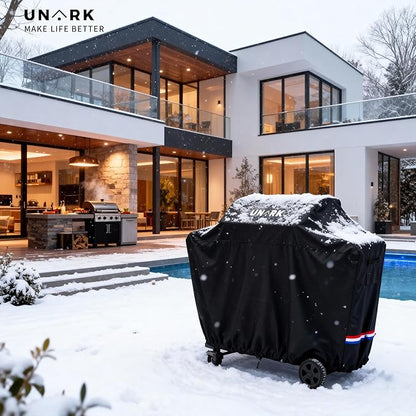 58 inch Grill Cover for Outdoor Grill, Gas Grill Covers Heavy Duty Waterproof Suitable for Weber Genesis 2, All Weather Protection BBQ Cover 58" L x 24" W x 46" H Black