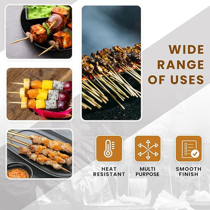 DecorRack 12" Natural Bamboo Skewers Sticks, 400 Wood Skewers for BBQ, Grilling, Kabob, Appetizers, Fruits, Smores, Cocktail, Brunch, Fondue Sticks, Barbeque, DIY Crafting, 12 inch (400 pack)