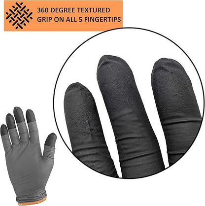 Black Disposable BBQ Grill Gloves Kit - 50 Heavy Duty Textured Grip and 2 Heat Resistant Reusable Liners Meat Pulling