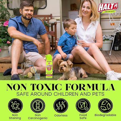HALT! 10oz Fire Safety Spray – Non-Toxic, PFAS-Free Handheld Fire Suppressor – Easy to Use, Store & Find – Compact & Portable for Home, Kitchen, Car, BBQ, Camping & Tailgate – Made in USA (2pk)