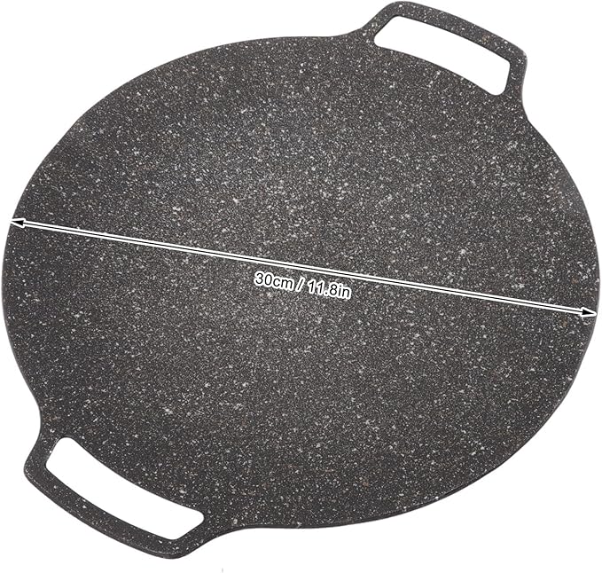 Korean Grill Pan,11.8inch Nonstick Round Griddle Grill Pan for Korean BBQ,Round BBQ Griddle with Handle,Multifunctional Stove Plate for Meats, Pancakes, Ribs