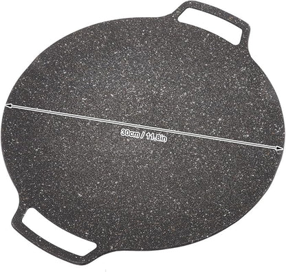 Korean Grill Pan,11.8inch Nonstick Round Griddle Grill Pan for Korean BBQ,Round BBQ Griddle with Handle,Multifunctional Stove Plate for Meats, Pancakes, Ribs