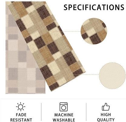 Linen Plaid Table Runner,Dining Decor for Kitchen Coffee Table Family Dinners Holiday Parties Wedding Events Decor(13x72 inch)