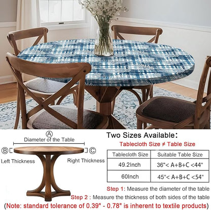 opstellen Fitted Round Tablecloth Wipe Clean Table Cloth Vinyl Inside Outside Circle Cover for 36-44" Tables Dining Kitchen Family Festival Items Gifts Summer Fall Patio Picnic Camp Garden Essential