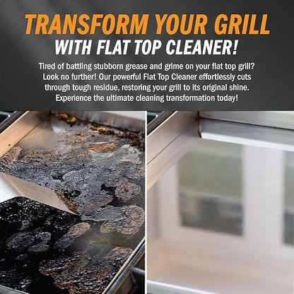Flat Top Grill Cleaner – 32 fl oz (Pack of 12) | Griddle Cleaner, Food Safe, Non-Caustic, Removes Burnt-On Residue, Blackstone Compatible