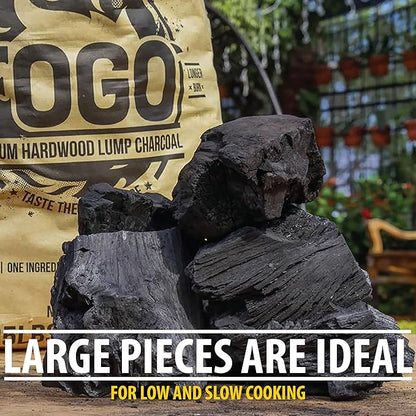 FOGO Premium Hardwood Lump Charcoal, Natural, Large Sized Lump Charcoal for Grilling and Smoking, Restaurant Quality, 35 Pound Bag, 2-Pack