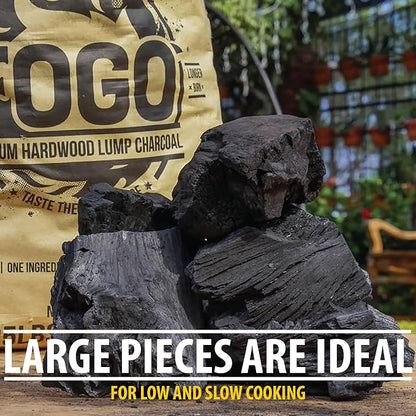 FOGO Premium Hardwood Lump Charcoal, Natural, Large Sized Lump Charcoal for Grilling and Smoking, Restaurant Quality, 35 Pound Bag, 2-Pack