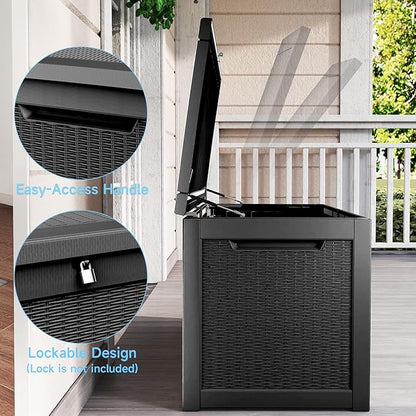 320 Gallon Large Outdoor Storage Box Waterproof, UV Resistant Resin Deck Box with Hydraulic Rod for Patio Furniture,Garden Tools,Cushions, Easy to Install（Black）