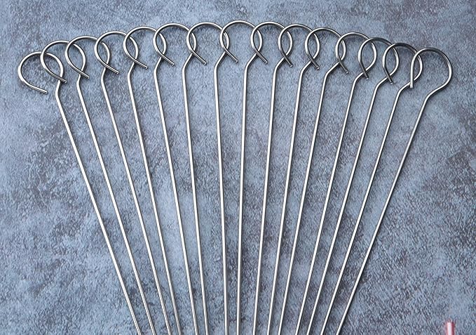 15 Pcs 6 Inch Turkey Lacers for Trussing Turkey Stainless Steel Silver Meat Trussing Needles Poultry Grilling Supplies for Barbecue BBQ Cooking Kitchen Chicken Roast Supplies (7.8 Inch)