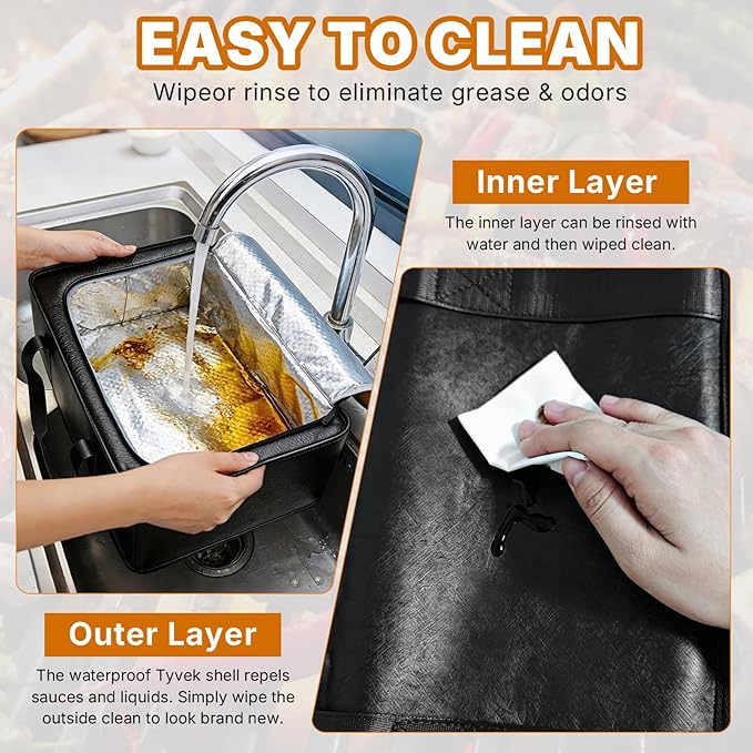 270°Opening BBQ Blanket for Resting Meat,Insulated Leak-Proof Meat Resting Bag for Brisket Turkey Pork,Smoker Accessories for Party Picnic Camping,Anniversary Birthday Gift for Men Dad (Black)