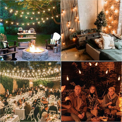 200ft Solar LED Outdoor String Lights Patio Lights with Shatterproof 2700K ST38 Vintage Edison Plastic Bulbs Dimmable, Outside Hanging Lights Waterproof for Porch, Deck, Garden, Backyard