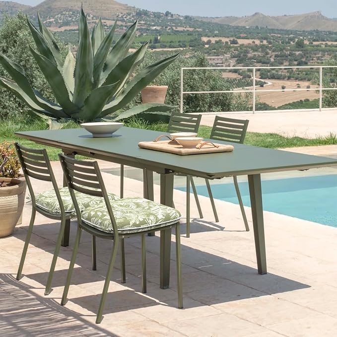DYTXIII Set of 4 Outdoor Chair Cushions with Ties,Water Repellent Patio Chair Pads 17"x 16" for Outdoor Furniture,Round Corner Seat Cushions for Garden Yard Kitchen Tropical Leaf Green