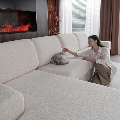 OHSIO Couch Cushion Covers for Sectional Sofa, Stretch Soft Sofa Slipcovers Washable Wear-Resistant Universal Furniture Protector for Living Room(1 Piece Chair Cover, Ivory)
