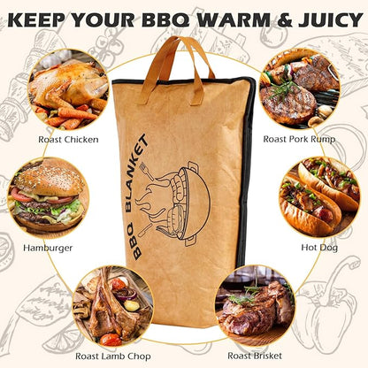 2 Pack BBQ Meat Resting Blanket, Insulated BBQ Blanket for Resting Meat, Smoking Meat Resting Bag with Wide Mouth for Large Brisket, Turkey, Steaks, Stocking Stuffers Present for Men, Dad,