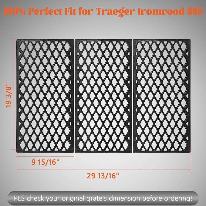 Grill Grates for Traeger Ironwood 885 Pro 780 Cooking Grate Cast Iron Grid Rack BBQ Replacement Parts HDW443 HDW436 KIT0451 Wood Pellet Smoker Accessories