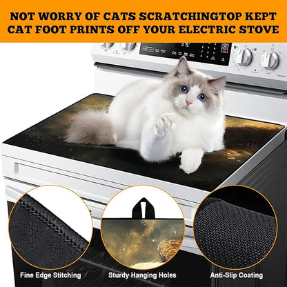 Multi-Design Stove Cover for Glass/Electric Stoves - 3-in-1 Heat-Resistant Protector Mat, Non-Slip Drying Rack 28"x20" (Eagle)