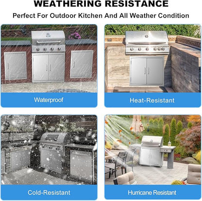Outdoor Kitchen Doors 24" W x 24" H-304 Stainless Steel Never Rust BBQ Access Door-Double Layer-Outside Cabinet Door-Weatherproof GrillDoor-Flush Mount BBQ Island Doors-MetalDoor for Outdoor Kitchen