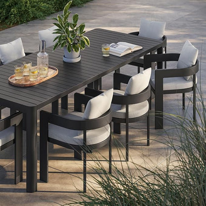 Modway Tahoe Aluminum 9-Piece Patio Dining Set in Gray White