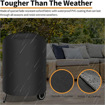 NEXCOVER Kettle Grill Cover | 26.5 Inch Charcoal BBQ Cover, Round Barbecue Cover, Fade & UV Resistant Small Smoker Cover, Waterproof Heavy Duty Cover, Compatible for Weber 22" Charcoal Grill