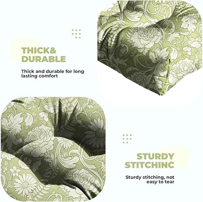 DANGHOOGY Wicker Chair Cushions, Waterproof Outdoor Loveseat Cushions for Patio Furniture, Tufted Wicker Furniture Cushions, 1 Loveseat and 2 U-Shaped Cushions (Green Rose)