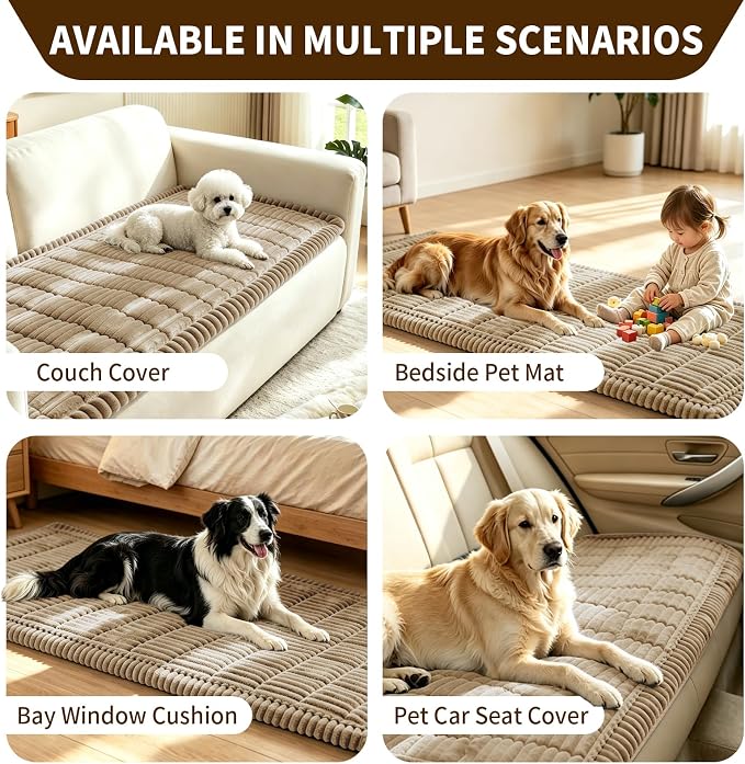 Leakproof Couch Cover for Dogs, Non Slip Washable Sofa Protector | Stain-Resistant Window Seat Cushions Chair Mat Car Seat Cover for Kids Pets (Camel 27.6" x 70.9")